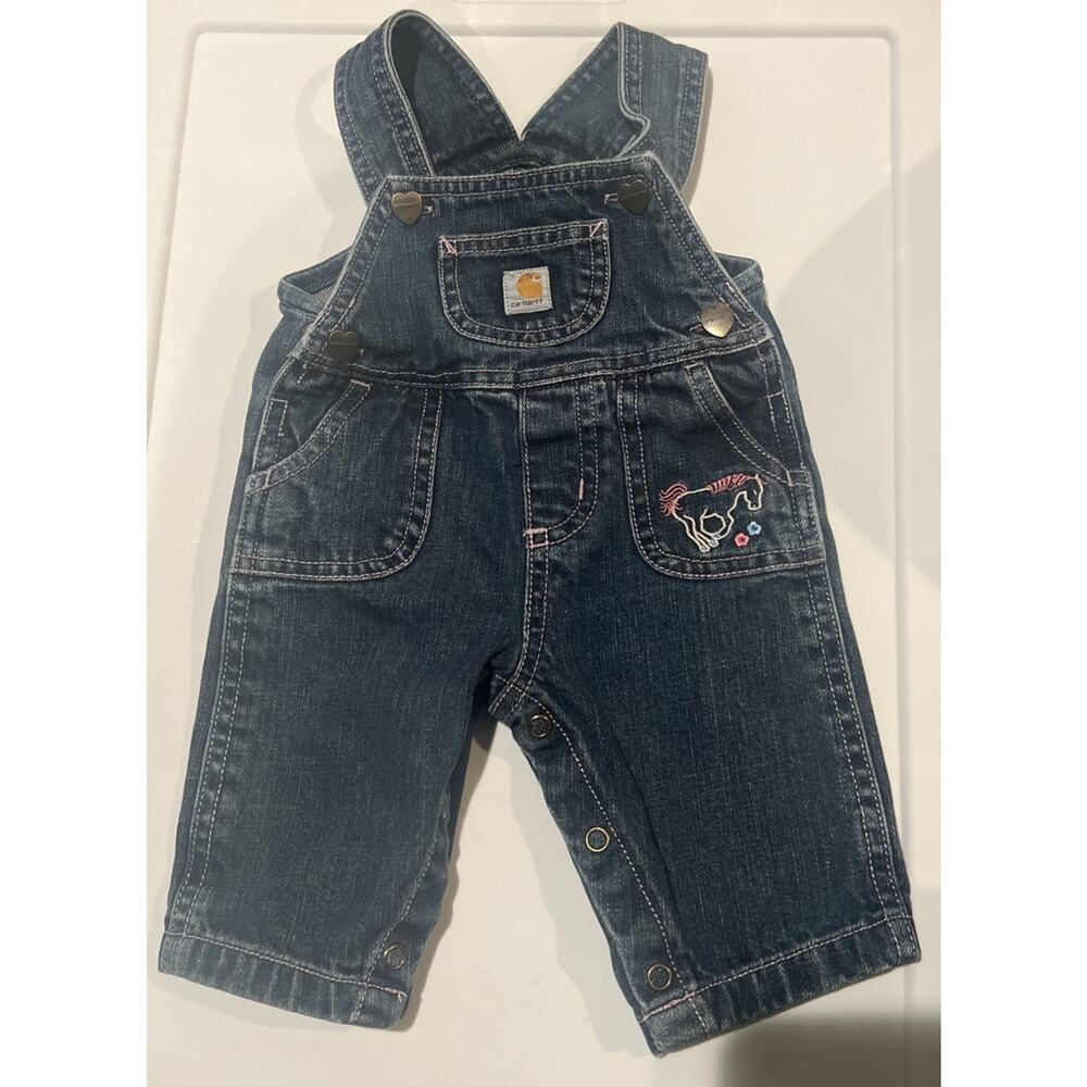 Baby Girl Carhartt Overalls Cowgirl Embroidered Denim Overalls Infant 3 months